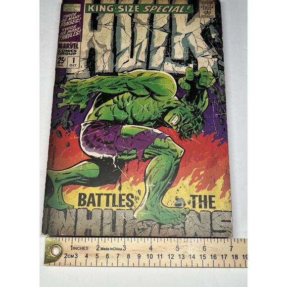 The Incredible HULK Comic Book Wood Wall Decor Sign: “Hulk battles The Humans” - Picture 3 of 4